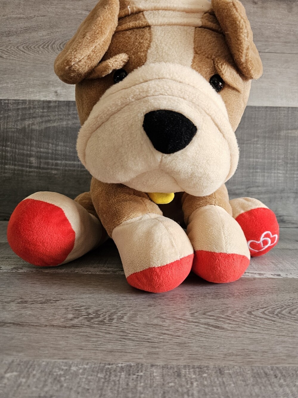 Large Bulldog Plush Stuffed Animal 12” Lovey Hearts On Paws Puppy Dog
